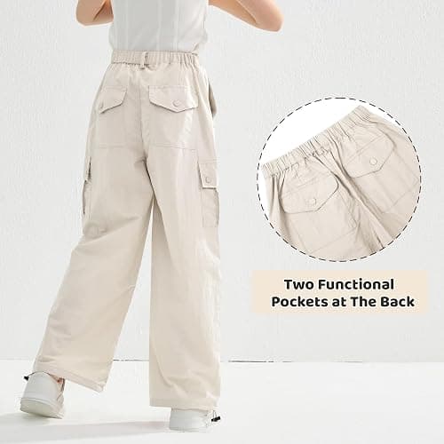 Rolanko Parachute Pants for Girls Y2K Cargo Trousers with Pockets Harajuku Jogger Pants Kids 4-14 Years thumbnail 4