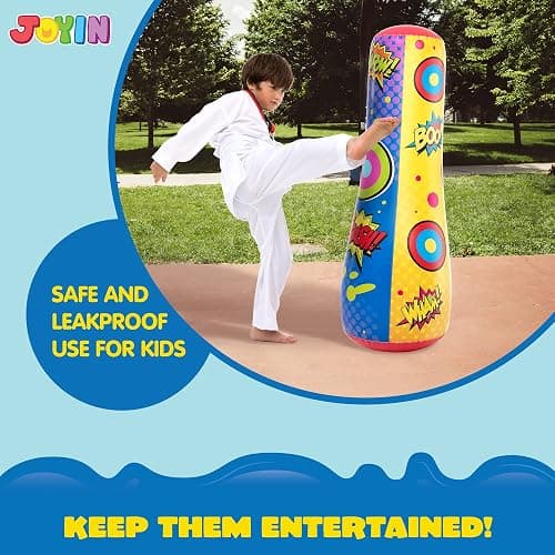 JOYIN Punching Bag for Kids, 47 Inches Kids Punching Bag with Bounce-Back Action, Double-Sided Inflatable Punching Bag(1 Pack) thumbnail 7