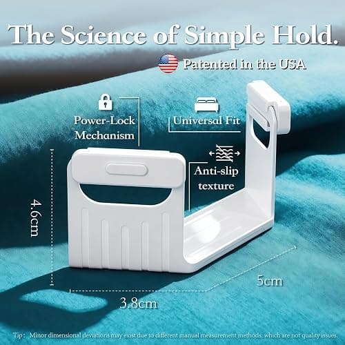 The Original Patented Fitted Sheet Holders - 4 Bed Sheet Grippers 10 Sheet Locks (8 + 2 Spares) Bed Sheet Holders For Corners, Clips, No Metal Corner Sheet Grippers Easily Say Goodbye To Loose Sheets thumbnail 2