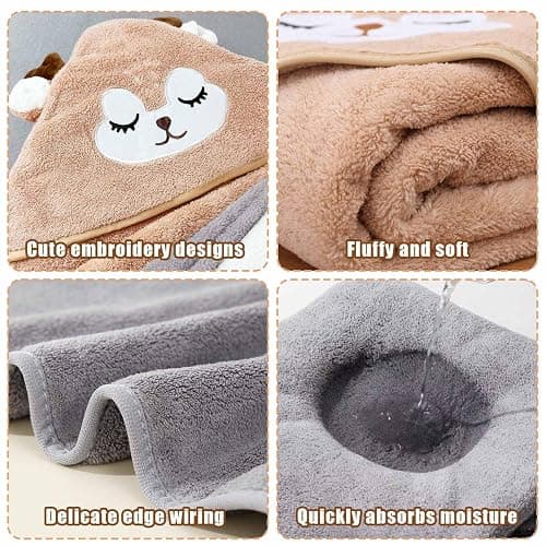 Dafencar Serviette Bebe, 3pcs Serviette Bebe Naissance, Super Absorbantes Serviettes et Sorties de Bain, Cape de Bain pour Piscine, à la Plage, Après la Douche ou Le Bain (80X80 cm) thumbnail 5