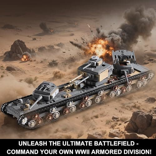 1165-Piece WW2 Army Tank Toys Building Sets Compatible with Lego, Create A Large KV-VI Military Models or 8 Set WWII Tanks, Great Gifts for Boys Kids thumbnail 6