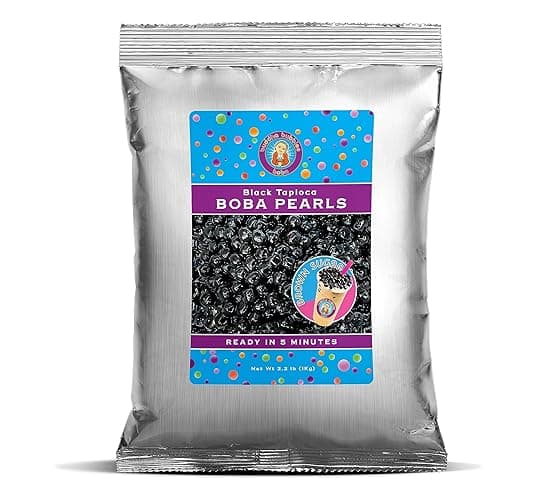Premium Quick Cook REAL Tapioca Black (Brown Sugar) Boba Pearls By Buddha Bubbles Boba (1 Kilo / 2.2 Pounds)