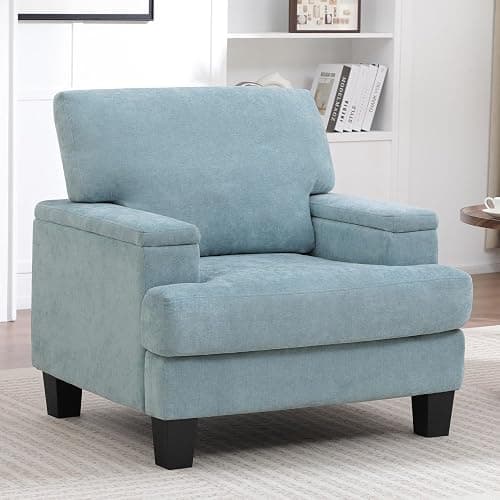 choairy Accent Chair with Storage Armrest, Modern Upholstered Reading Living Room Chairs, Comfy Large Armchair, Fabric Single Sofa Chair for Bedroom (Green) thumbnail 9