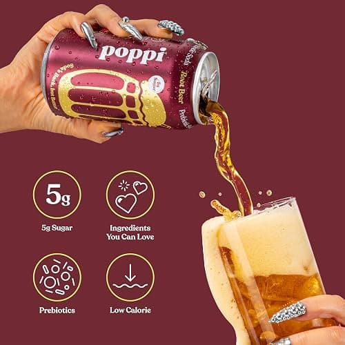 Poppi Prebiotic Soda, Root Beer, 12 Oz, 12 Pack | Prebiotic Soda, Sparkling Water & Fruit Juice, 5g Sugar thumbnail 4