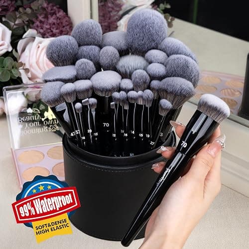 Bueart Design 32Pcs PRO Grade Makeup Brushes Set with Super large Holder, Premium Ultra-soft Synthetic Foundation Contour Powder Blush Concealer Eyeshadow Classic Black Make up Brush thumbnail 2