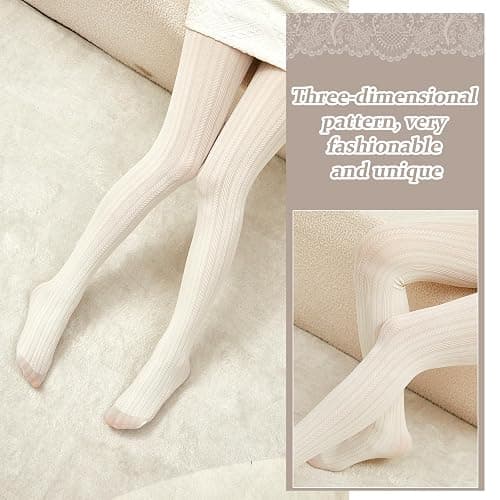 JaGely 1/2/3 Pair White Lace Tights for Women White Fishnet Hollow out Knitted Tights Lolita Stockings Lace Strips Pantyhose thumbnail 4