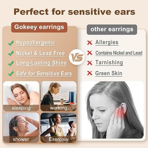 Gokeey Small Gold Huggie Hoop Earrings Set for Women 14K Gold Plated Hypoallergenic Lightweight Earrings for Sensitive Ears Everyday Earrings Sets for Multiple Piercing Cartilage Hoop Earrings Stack Jewelry thumbnail 7