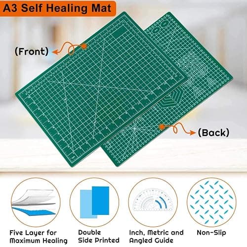 anezus Self Healing Sewing Mat, 12inch x 18inch Rotary Cutting Mat Double Sided 5-Ply Craft Cutting Board for Sewing Crafts Hobby Fabric Precision Scrapbooking Project thumbnail 5