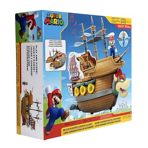 Super Mario Deluxe Bowser's Air Ship Playset with Mario Action Figure – Authentic in-Game Sounds & Spinning Propellers thumbnail 8