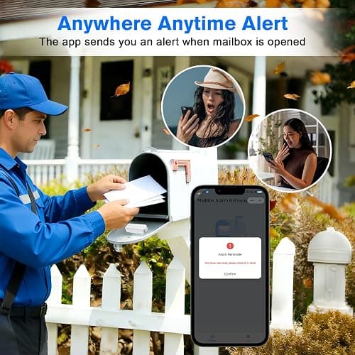 Smart Mailbox Sensor with WiFi,Mailbox Alert for Delivered Mail,500 ft Long Range Wireless Mailbox Alarm with LED Light and Sound Reminders,Mailbox Security System 2.4G WiFi Compatible thumbnail 3
