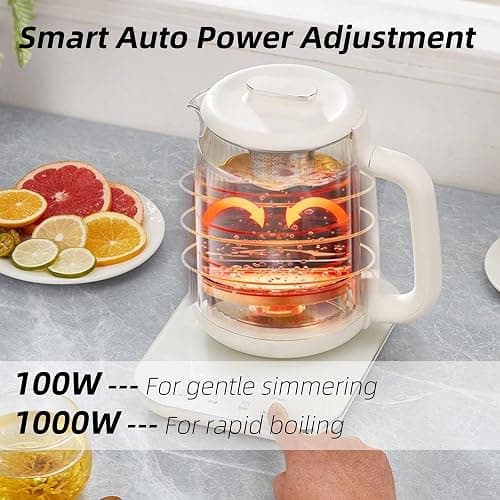 Health Pot, 1.5L Double-Layer Glass Electric Kettle with Stew Pot, 9-in-1 Multi-Function Tea Maker for Soup, Porridge, Herbal Tea, Stainless Steel Base, Glass Touch Panel, Programmable thumbnail 6