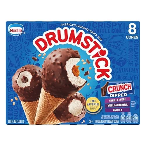 Drumstick Dipped Variety Pack, Vanilla Fudge, Vanilla Caramel, Vanilla Sundae Cone, 8 Count (Frozen) thumbnail 4