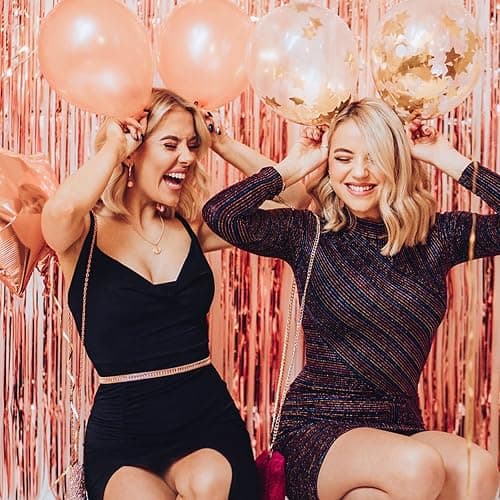 2 Pack Rose Gold Backdrop Birthday Decorations Foil Curtain Bachelorette Party Decor Rose Gold Decor Party Streamers Groovy Birthday Decorations Backdrop thumbnail 2