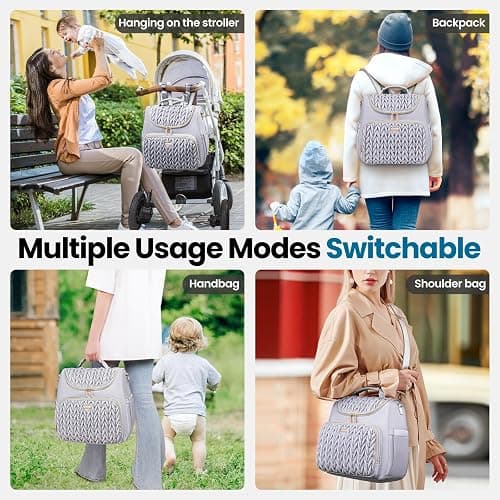 Tealari 4 in 1 Convertible Diaper Bag Backpack,Waterproof Baby Diaper Bag with Changing Pad,Converts into Baby Tote Bag,Diaper Backpack,Stroller Bag and Crossbody Diaper Bag thumbnail 3