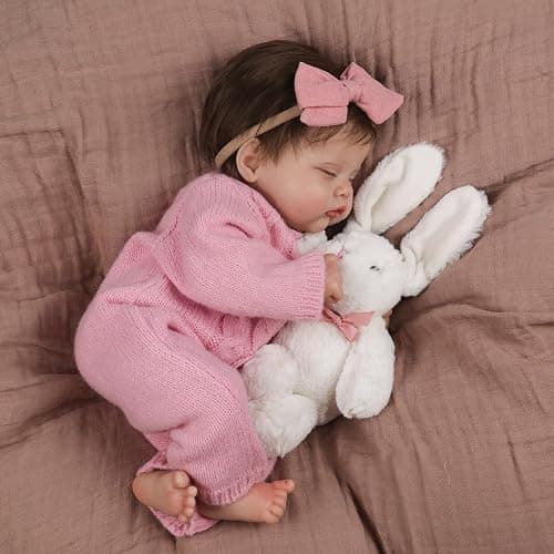 WOOROY Realistic Reborn Baby Dolls Aria, 18-Inch Real Life Newborn Girl | Lifelike Sleeping Doll with Weighted Soft Cloth Body, Hand-rooted Hair, Handmade Gift Toy with Accessories for Kids Age 3+ thumbnail 5
