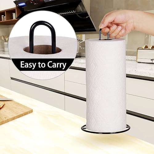 Paper Towel Holder Countertop, OBODING, Kitchen Paper Towel Stand Holder for Kitchen Organization and Storage, Paper Towel Holders for Standard and Large Size Rolls (Black) thumbnail 4