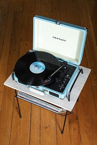 Crosley CR8005F-TU Cruiser Plus Vintage 3-Speed Bluetooth in/Out Suitcase Vinyl Record Player Turntable, Turquoise/White thumbnail 13