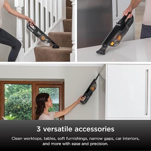 Shark Handheld Cordless Vacuum Cleaner with Pet Tool, Crevice Tool & Dusting Brush, 80 W, 0.45 liters, 10 Minute Run-Time, Washable Filter, Black & Yellow, CH950UKT thumbnail 5