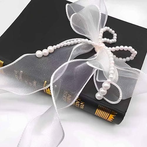 SIELUNO Bow Curtain Tiebacks 2 Pcs,Butterfly Curtain Ties with Pearls,Bowknot Curtain Ties for Home Decorative-pink-86cm(33.86in) thumbnail 3