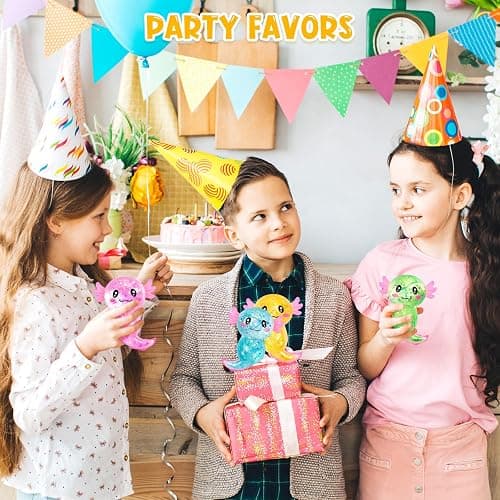 LSGYPAQ 4PCS Glitter Stress Relief Axolotl Toy Cute Malt Sugar Filled Sensory Fidget Toy for Kids Adults Soothing Birthday Party Favors Gift (4 Colors) thumbnail 6