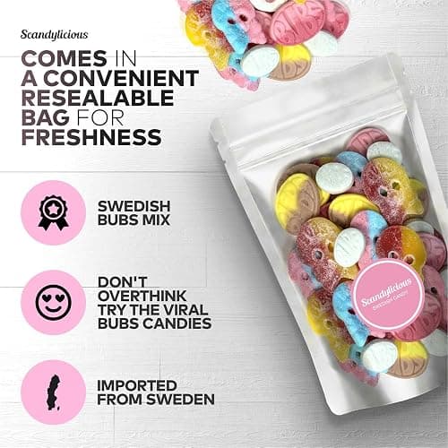 Bubs Swedish Candy Mix - Big Ovals, Skulls, and More - Sweet and Sour Swedish Gummies - 1 Pound of Godis From Sweden thumbnail 4