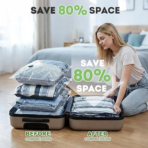 Mapambo Vacuum Storage Bags with -60000Pa USB Pump, 15 Pack Vacuum Seal Bags for Clothing Travel in 3 Sizes, Travel Vacuum Bags with Pump, Saving up to 80% of Luggage Space (15 Combo Size) thumbnail 4
