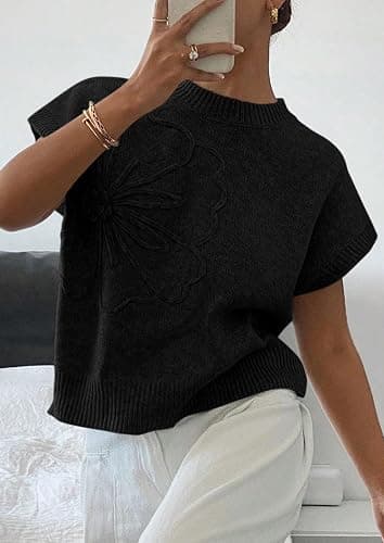 PRETTYGARDEN Women's 2026 Spring Sweater Vest Trendy Flower Knit Short Sleeve Cute Pullover Tank Tops Summer Fashion Clothing thumbnail 2