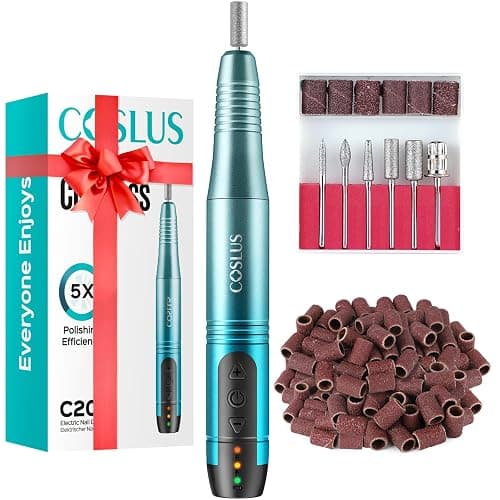 COSLUS Cordless Nail Drill Electric File: Professional for Acrylic Gel Dip Powder Nails Portable Nail Drill Machine Kit for Manicure Pedicure Nail Set with Everything Rechargeable Lightweight Blue - Image 1