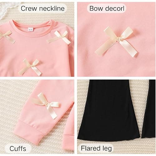 Voxikidio Girls 2 Piece Outfits Long Sleeve Butterfly Sweatshirt & Flared Pants Fall Clothing Set Size 7-12 Years thumbnail 5