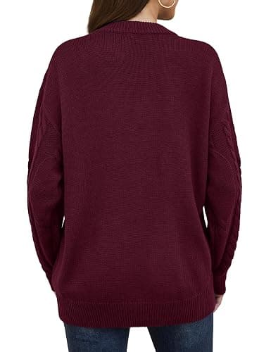 YUCOLEN Women's Cable Knit Fall Pullover Sweaters Oversized Crewneck Tops Long Sleeve Casual Loose Outfits 2025 thumbnail 2