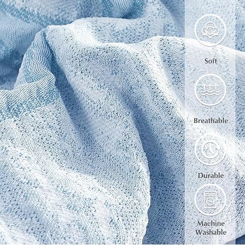 Full Size Comforter Sets for Girls - 7 Pieces Bow Bedding Set Bed in a Bag | Jacquard Cottage Core Bedding Sets, All Season Bed Set with Comforter, Sheets, Pillowcases & Shams, Light Blue thumbnail 5