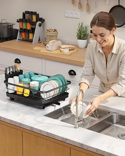 Sakugi Dish Drying Rack Compact Dish Racks Drain Board Dark Black Large | For Kitchen Counter, Stainless Steel, Use in Sink & on Countertop, Durable, Space-Saving thumbnail 9