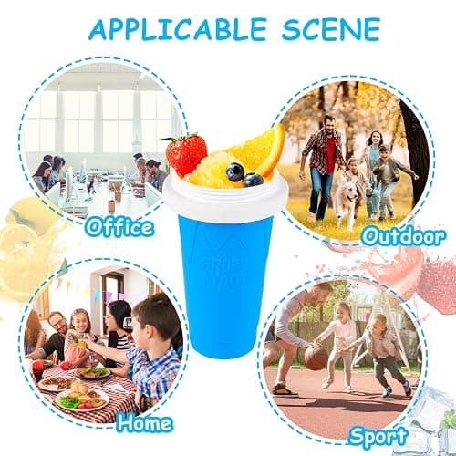 Slushie Maker Cup - TIK TOK Quick Frozen Magic Cup, Portable Double Layers Cool Slushee Maker For MilkShake,Juice,Ice Cream Make & More, Super Fun and Cool Stuff Gift For Kids,Friends & Family - Blue thumbnail 7