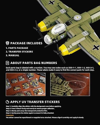 WW2 Military Plane Building Set Compatible with Lego Airplane JU-88 Bomber | WW II Army Aircraft Toys Germany Junker88 Fighter Jet and Flak 36 Building Block Sets History Enthusiasts Collectibles/Gift thumbnail 5