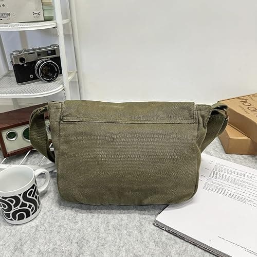 AFGWK School Vintage Canvas Messenger Bag for Men Crossbody Shoulder Bag Satchel Handbags thumbnail 5