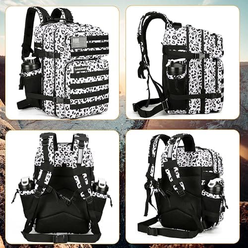 Lovelinks21 25L Tactical Backpack Military Tactical Backpack for Men and Women Small Assault Pack Outdoor Travel Hiking Camping Rucksack with Molle Webbing (White Leopard) thumbnail 3