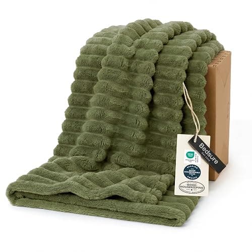 Bedsure GentleSoft Christmas Throw Blanket for Couch - Cozy Soft Blankets for Women, Cute Small Fleece Christmas Throws Gifts for Teens Girls Room Home Decor, Moss, 50x60 Inches - Image 1