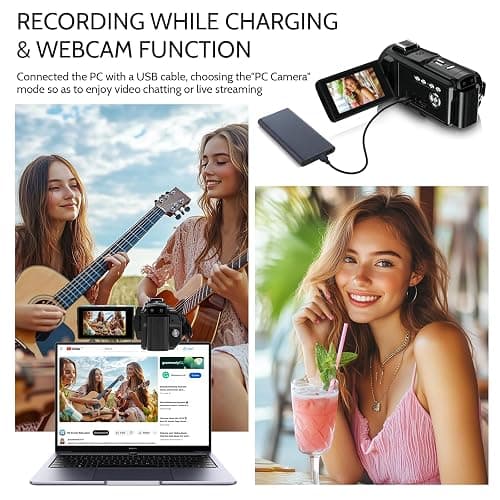 Video Camera 8K Camcorder, 64MP IR Night Vision Vlogging Camera for YouTube | WiFi, 18X Digital Zoom, 3.0 Inch Touch Screen, Microphone, Lens Hood, 64GB SD Card, Remote Control, 4500mAh Battery thumbnail 7