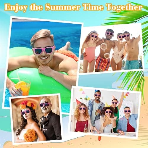 ASTARON 12 Pack Party Sunglasses Bulk Neon Party Favors for Beach Wedding Party Pool Supplies thumbnail 4