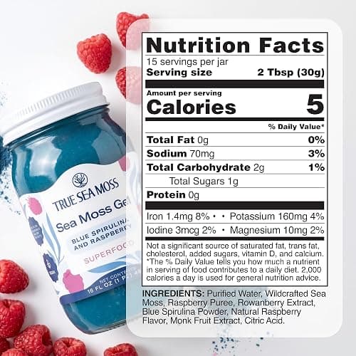 TrueSeaMoss Sea Moss Gel – Made in USA – Wildcrafted Seamoss, Fruits & Jarred Vegetables – Blue Spirulina, Pack of 1 (Labels may Vary) | No Sugar, Vegan, Non-GMO, GMP, Gluten-Free, Halal – Wildcrafted Seamoss, Fruits & Jarred Vegetables – Vitamins & Minerals thumbnail 9