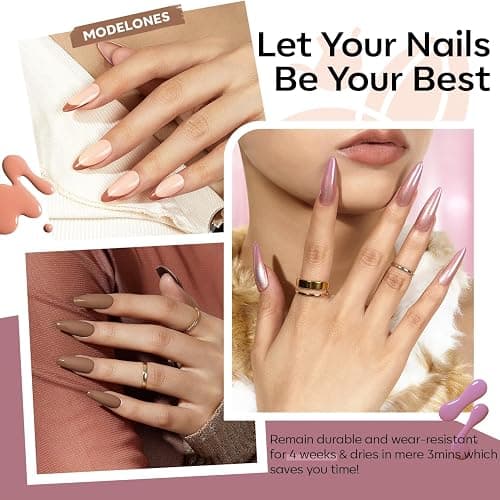 Modelones 24 Pcs Gel Nail Polish Kit, 20 Colors Nude Pink Milky White Gel Polish Neutral Brown Christmas Winter Nail Gel Polish Set Soak Off Manicure Gifts thumbnail 2