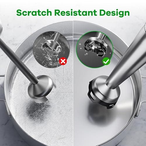 Immersion Blender Handheld Corded Hand Blenders Set 1100W, Trigger Variable Speed 5 in 1 Stick Emulsifier with Chopper, Whisk and Frother for Soup, Baby Food and Smoothies thumbnail 6