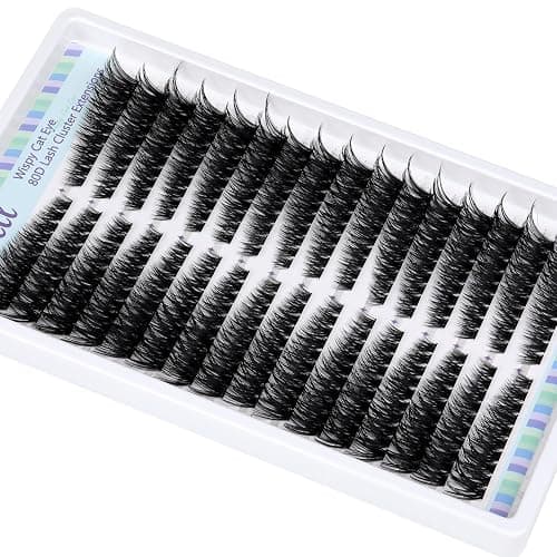 Pleell Lash Clusters 320 Pcs Individual Lashes Clusters 7-16 MM Cat Eye Wispy Eyelash Clusters D Curve 80D Cluster Eyelash Extensions Easy DIY Lash Extension at Home thumbnail 6