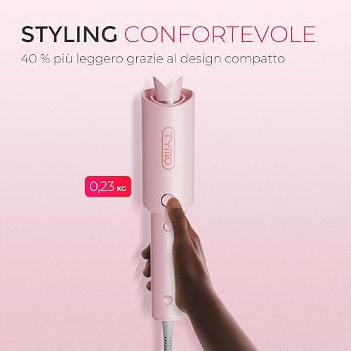 TYMO CURLPRO Arricciacapelli Automatico per Grandi Ricci -Ferro Capelli Rotante Automatico 25mm, 160-210℃, Anti-scottatura Beach Waves Piastra Boccoli per Capelli, 500M Ioni Negativi, Rosa thumbnail 7