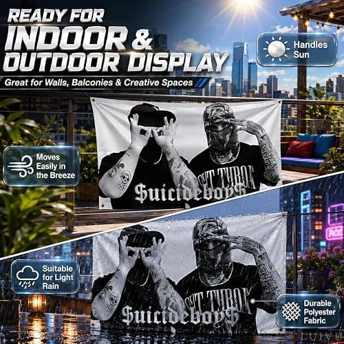 3x5 Feet Polyester Suicide Music Boys Single Sided Flag with 4 Brass Grommets - America Pop Singer Banner - Wall Tapestry Poster Signs Decor for Bedroom or College - American Music 2024 Flags thumbnail 4
