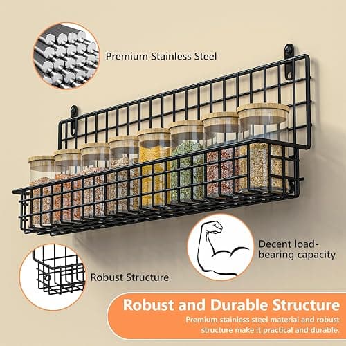 X-cosrack Spice Rack Organizer, 5-Tier Wall Spice Rack, Stackable Hanging Spice Jars Storage Racks, Great for Kitchen and Pantry, Up to Storage 48 Jars(Patent No.:D909138S) thumbnail 5