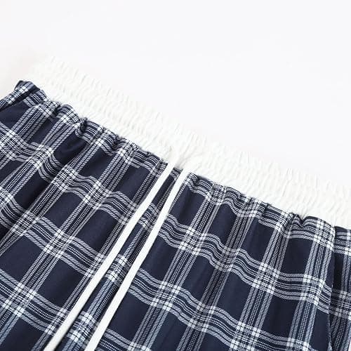 Women's Plaid Pyjama Bottoms Fleece Checked Pjs Pants Cotton Soft Drawstring Lounge Sleepwear Trouser for Ladies thumbnail 6