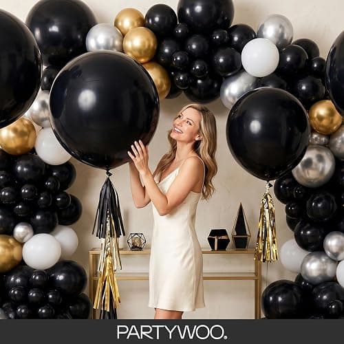 PartyWoo Black Balloons 130 pcs Different Sizes of 18 12 10 5 Inch Black Balloons Arch Kit Garland for Baby Shower Birthday Graduation Casino Gaming Anniversary Race Car Party Decorations Black-Y18 thumbnail 9