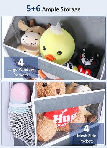 BLOROOM Over the Door Organizer Hanging Storage with 3 Clear Slip Pockets and 5 Large Pockets for Closet Door Organization - Heavy Duty for Bathroom, Pantry, Bedroom, Nursery thumbnail 6