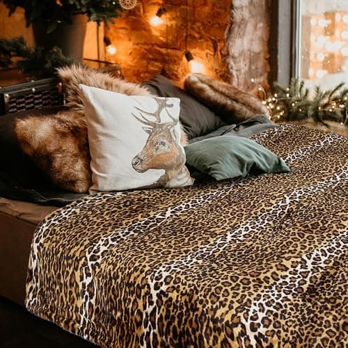 Vessia Leopard Printed Throw Blanket for Couch,Bed,Sofa, Soft Cozy 290GSM Classic Leopard Pattern Blanket for All Season, Lightweight Comfy Yellow Cheetah Animal Print Flannel Fleece Decor thumbnail 6